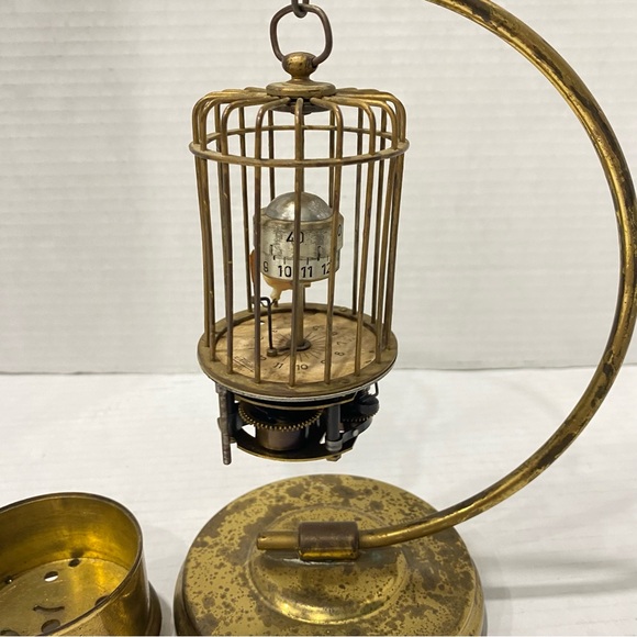 Antique German Kaiser Mechanical Alarm Brass Orbital Bird Cage Clock On Stand - Picture 1 of 6